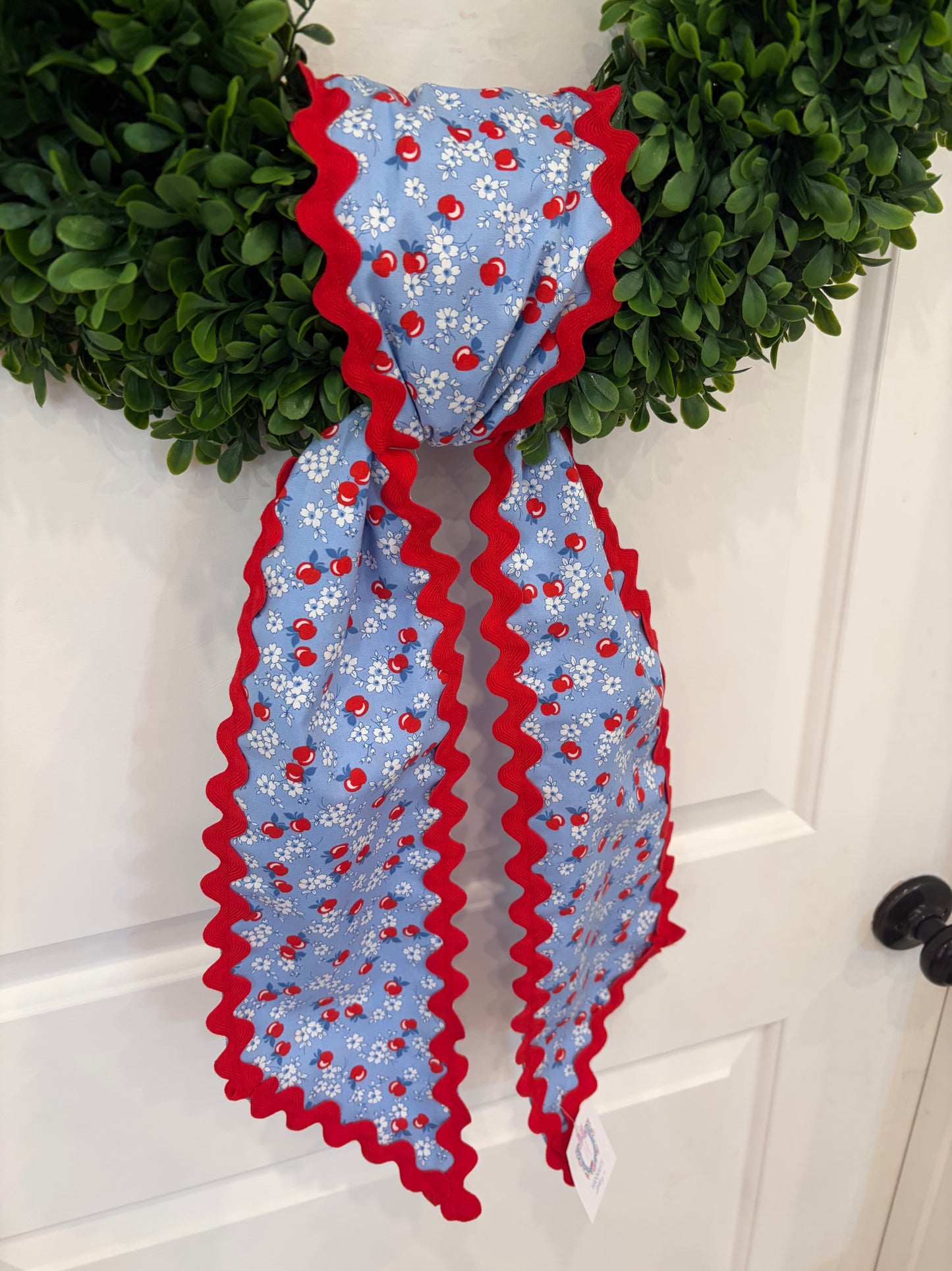 Apple Floral with Red RicRac Sash