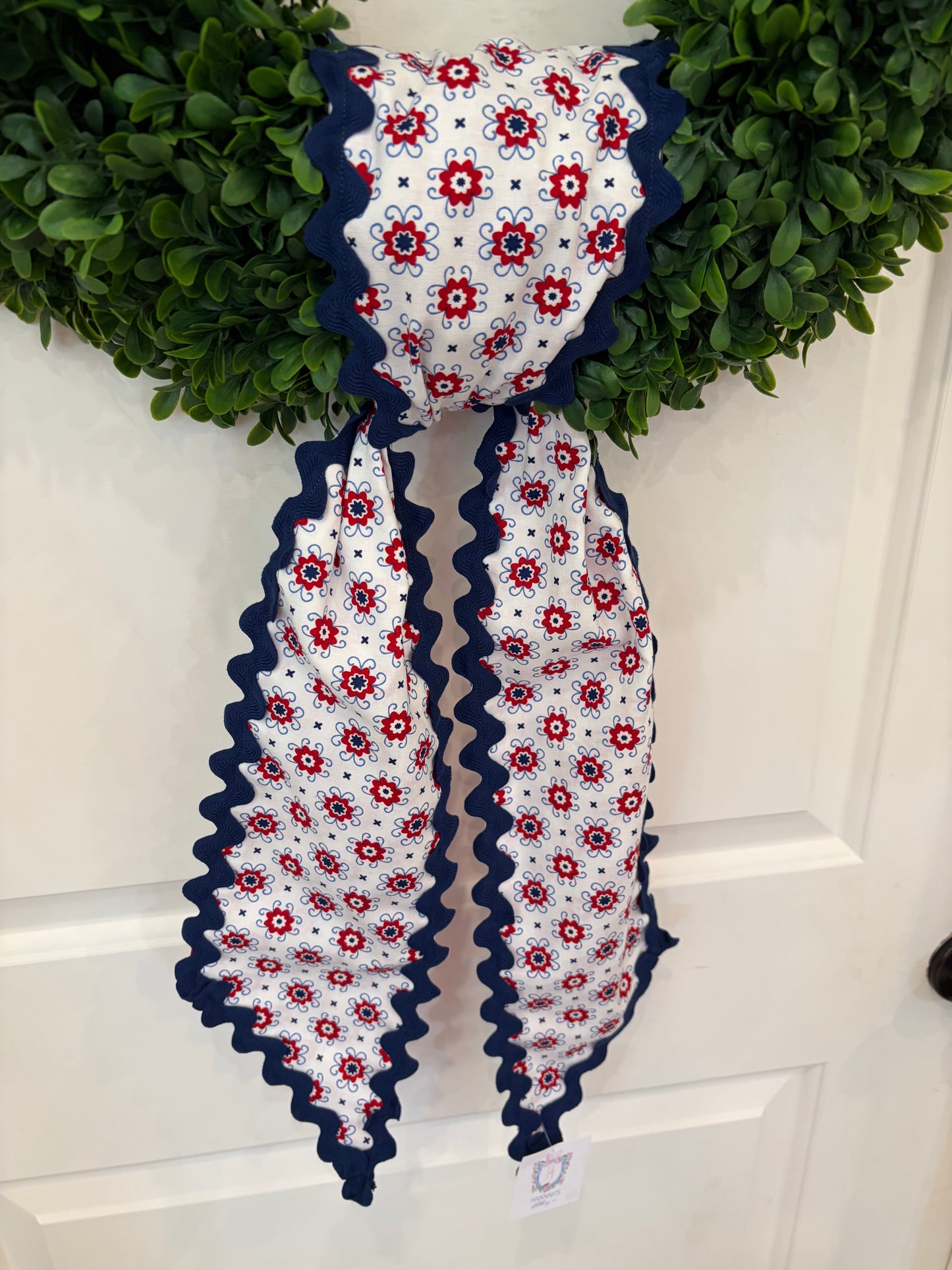 Geometric Sash with Navy Ricrac