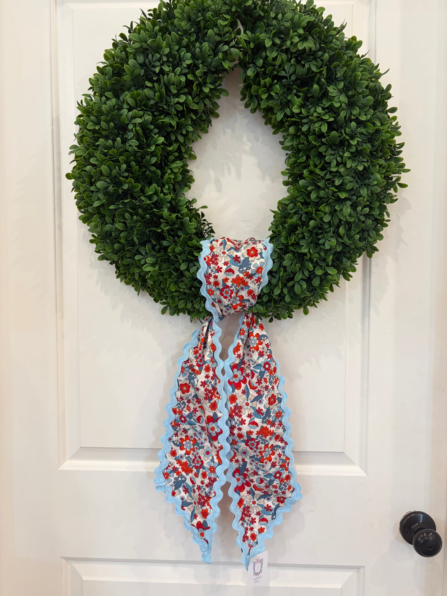 Patriotic Floral Sash with Light Blue Ricrac