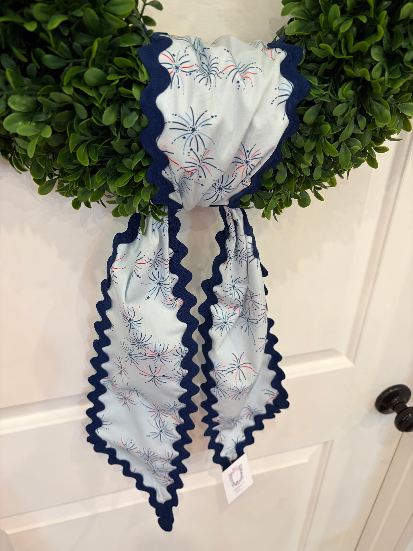 Blue Firework Sash with Navy Ricrac