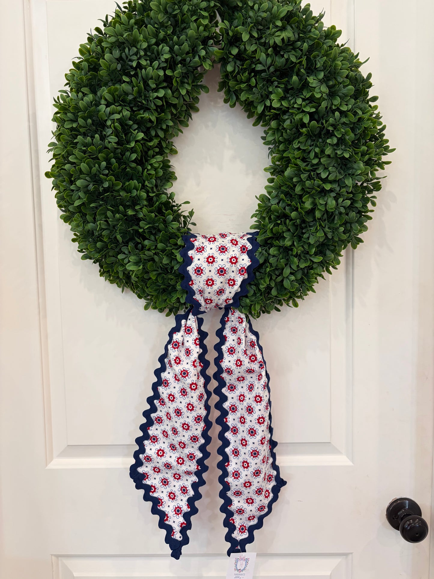 Geometric Sash with Navy Ricrac
