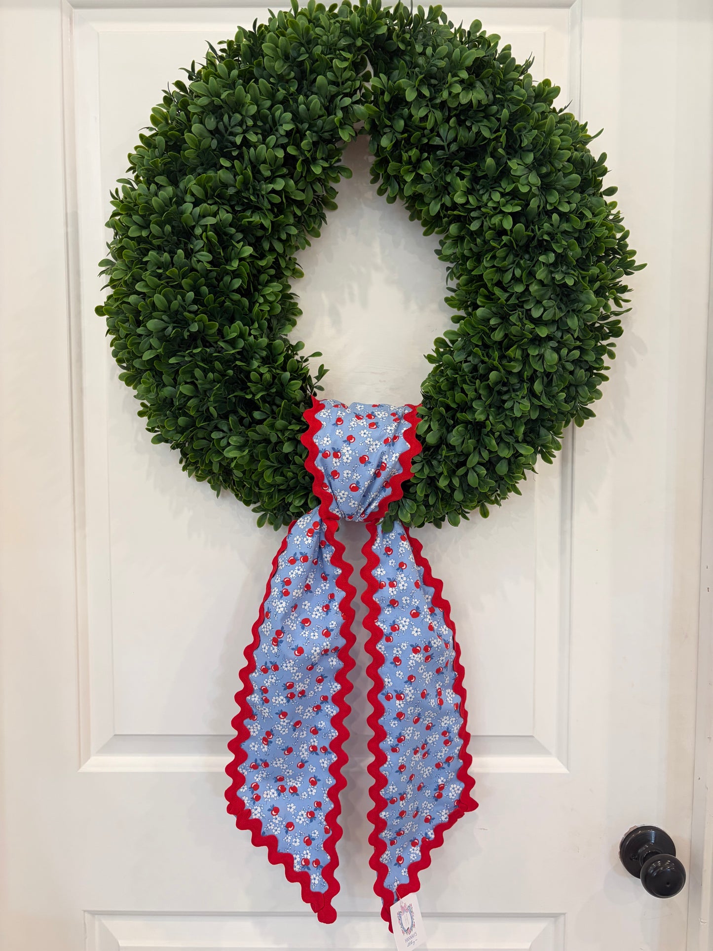 Apple Floral with Red RicRac Sash