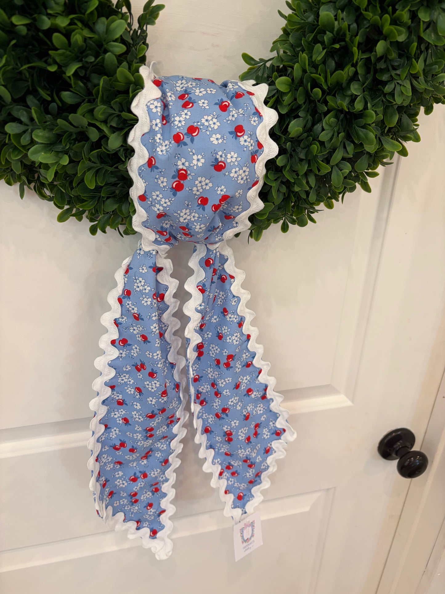 Apple Floral with White Ricrac Sash